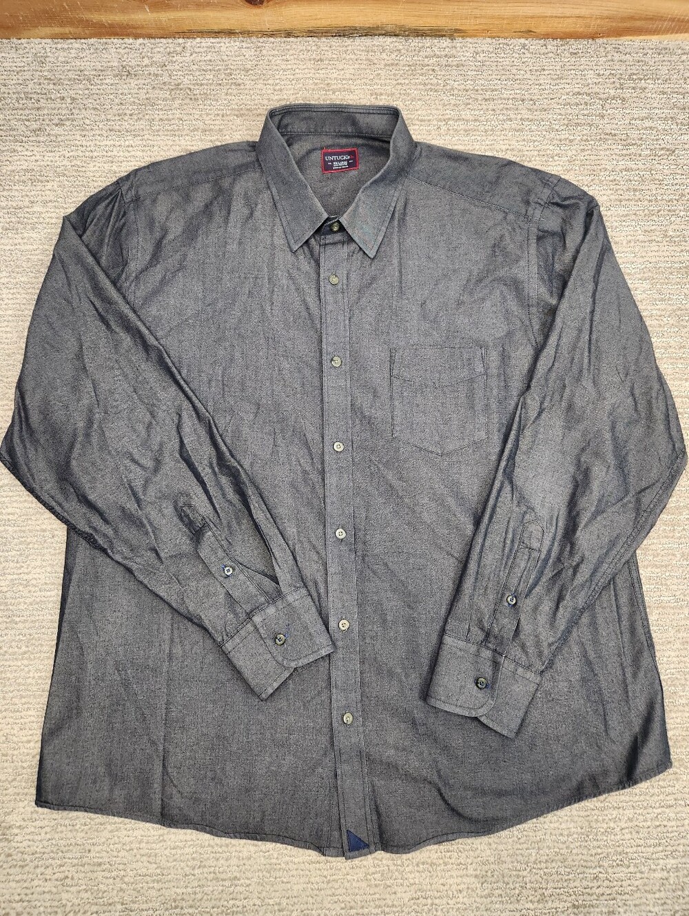 UNTUCKit Button Down Mens XXL Gray Long Sleeve Shirt 100% Cotton Casual Solid